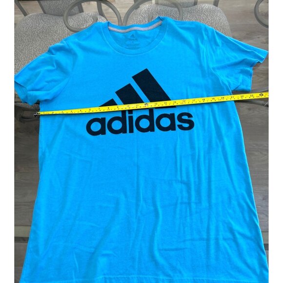 Adidas Blue Graphic Logo T-Shirt Size L 100% Cotton Casual Mens Tee - Picture 5 of 6